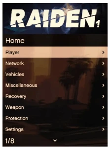 Raiden Mod Menu GTA V | Lifetime