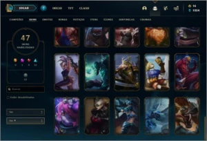 Conta ouro 2 com 47 skins e 64 champs - League of Legends LOL