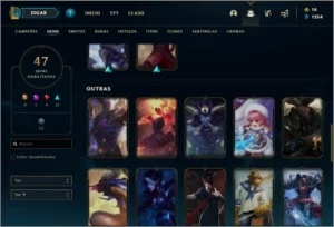 Conta ouro 2 com 47 skins e 64 champs - League of Legends LOL