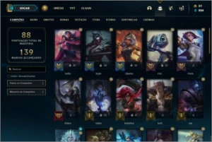 Conta MESTRE com 50 Champs e 32 skins (1 Prestigio) - League of Legends LOL