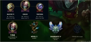 Conta diamante 5 80pdl, skins vitoriosas - League of Legends LOL