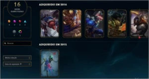 Conta diamante 5 80pdl, skins vitoriosas - League of Legends LOL