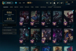 Ouro 3 com TODOS os Champs e 156 Skins +2 Prestigios +1 Rara - League of Legends LOL