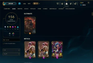 Ouro 3 com TODOS os Champs e 156 Skins +2 Prestigios +1 Rara - League of Legends LOL