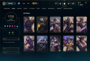 Ouro 3 com TODOS os Champs e 156 Skins +2 Prestigios +1 Rara - League of Legends LOL