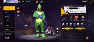 Conta Free Fire com Dino Verde,Punho e 3 Incubadoras de arma