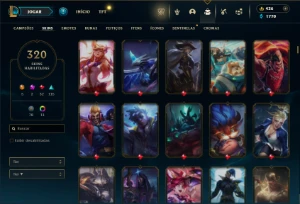Ouro 4 com TODOS os champs e 320 Skins + 5 Ultimates - League of Legends LOL