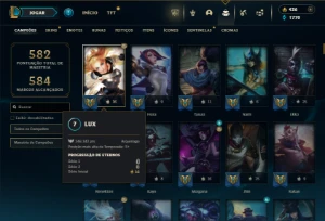 Ouro 4 com TODOS os champs e 320 Skins + 5 Ultimates - League of Legends LOL