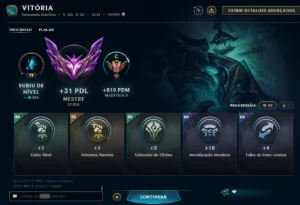 Conta de League of legends, mestre com 70 % de winrate LOL