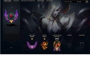 Conta de League of legends, mestre com 70 % de winrate LOL