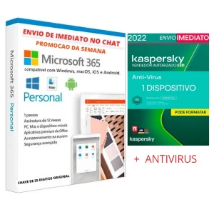 15 Meses OneDrive 1TB + 12 Mese Kaspersky + Microsoft Office - Softwares e Licenças