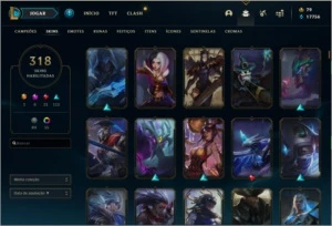 CONTA LOL PLAT 4 ( 318 SKINS + 800RP ) - League of Legends