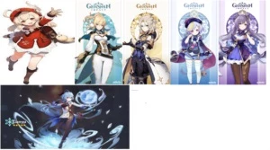 Genshin Impact com Klee,Ganyu, Albedo, Jean,Qiqi e keqing