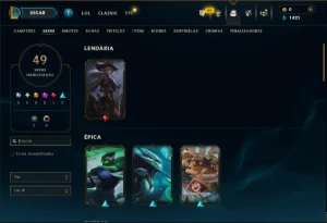 Diamante 4 com 45 Champs e 49 Skins - League of Legends LOL