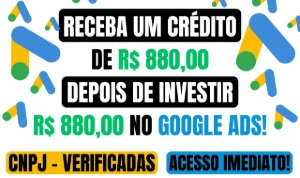 Contas Google Ads + Crédito de 880 após investir 880 - Emails