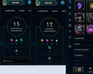 Conta LOL Gold IV(136C/103SK) dados de criação e skin rara! - League of Legends