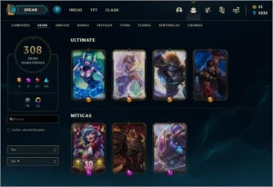 Conta ouro 308 skins 3000 reais gasto na conta - League of Legends LOL