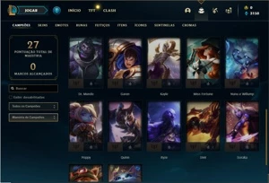 Conta platina 4 com 27 Champs e 6 Skins + 4 Fragmentos Epico - League of Legends LOL