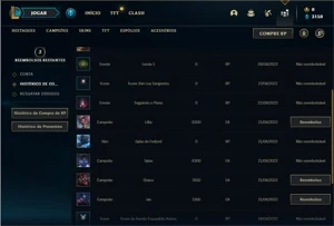 Conta platina 4 com 27 Champs e 6 Skins + 4 Fragmentos Epico - League of Legends LOL