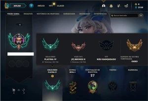 Conta platina 4 com 27 Champs e 6 Skins + 4 Fragmentos Epico - League of Legends LOL