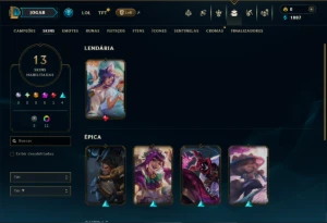 Esmeralda 1 com 140 Champs e 13 Skins - League of Legends LOL