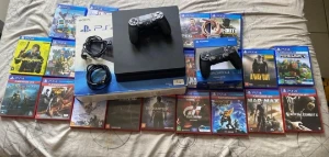 PS4 Slim 1 TB dois controles e 24 jogos - Playstation