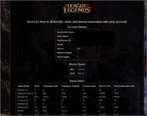 Conta League of Legends OURO 1, todos os champs e 182 skins LOL