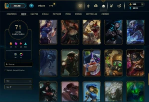 Bronze 2 com 100 Champs e 71 Skins - League of Legends LOL