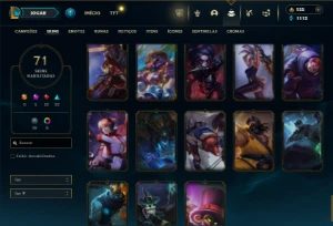 Bronze 2 com 100 Champs e 71 Skins - League of Legends LOL