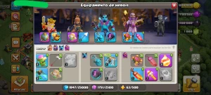 CV 11 recém upada + 5 construtores + 6 itens épicos - Clash of Clans