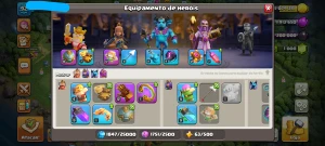 CV 11 recém upada + 5 construtores + 6 itens épicos - Clash of Clans