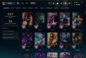 Ouro 3 com TODOS os Champs e 229 Skins ( SUP / JG ) - League of Legends LOL