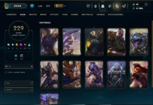 Ouro 3 com TODOS os Champs e 229 Skins ( SUP / JG ) - League of Legends LOL