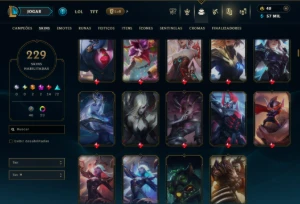 Ouro 3 com TODOS os Champs e 229 Skins ( SUP / JG ) - League of Legends LOL