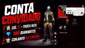 Conta Free Fire 300 Diamantes 💎 Conjunto Rei Caveira