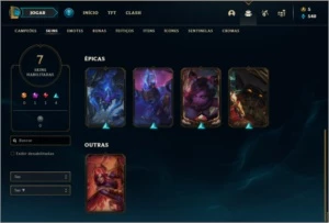 Conta unranked lv 21 com 7 skins e 9 champs + 1 Mitica - League of Legends LOL