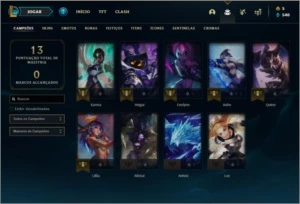 Conta unranked lv 21 com 7 skins e 9 champs + 1 Mitica - League of Legends LOL