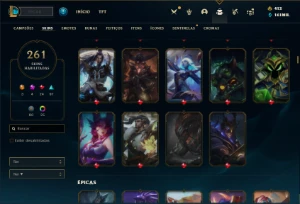 Conta bronze 1 com TODOS os champs e 261 Skins ( MAIN ADC ) - League of Legends LOL