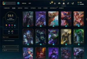 Conta bronze 1 com TODOS os champs e 261 Skins ( MAIN ADC ) - League of Legends LOL