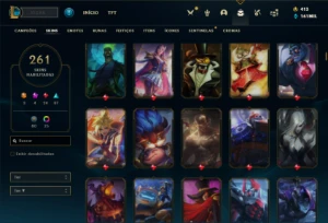 Conta bronze 1 com TODOS os champs e 261 Skins ( MAIN ADC ) - League of Legends LOL