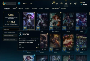 Conta bronze 1 com TODOS os champs e 261 Skins ( MAIN ADC ) - League of Legends LOL
