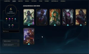 Conta Platina 1 57% de winrate com 6 skins - League of Legends LOL