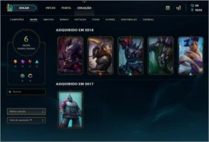Conta lol gold 4 6 Skins + Emotes - League of Legends