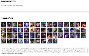 Conta Unranked com 55 Champs e 20 Skins - League of Legends LOL