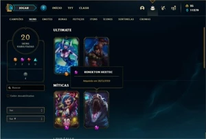 Conta Unranked com 55 Champs e 20 Skins - League of Legends LOL
