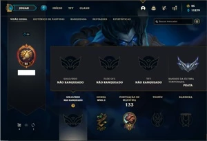 Conta Unranked com 55 Champs e 20 Skins - League of Legends LOL