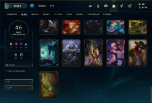 Ouro 4 com 65 Champs e 46 Skins ( MAIN SUP / ADC ) - League of Legends LOL