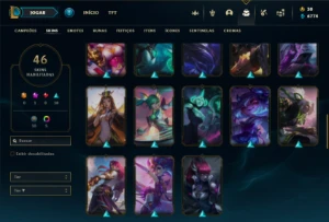 Ouro 4 com 65 Champs e 46 Skins ( MAIN SUP / ADC ) - League of Legends LOL