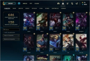 Conta ouro 4 com 150 champs e 124 skins + 1 Prestigio - League of Legends LOL