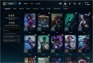 Conta ouro 4 com 150 champs e 124 skins + 1 Prestigio - League of Legends LOL